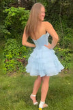 Sparkly Lavender Tiered Short Corset Homecoming Dress with Beading