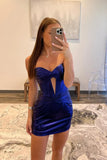 Lilac Corset Keyhole Tight Short Homecoming Dress with Ruffles