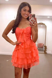 Light Blue A Line Tulle Sweetheart Tiered Homecoming Dress