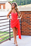 Orange Sweetheart Ruched Tight Short Homecoming Dress To Impress