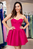 Pink A-Line Sweetheart Corset Satin Homecoming Dress To Impress