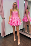 A Line Strapless Red Corset Short Homecoming Dress To Impress