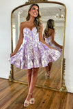 Pink Corset Strapless A Line Short Homecoming Dress To Impress