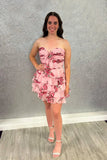 White Blue Flower A-Line Tiered Sweetheart Homecoming Dress To Impress