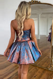 Purple Strapless Corset A Line Short Homecoming Dress To Impress