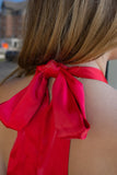 Red A Line Satin Halter Short Homecoming Dress To Impress