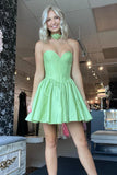 Pink A-Line Sweetheart Corset Satin Homecoming Dress To Impress