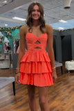 Sparkly Black A Line Tiered Short Homecoming Dress To Impress