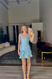 Sparkly Blue Tweed Tight Short Homecoming Dress To Impress