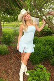 Sparkly Blue Tweed Tight Short Homecoming Dress To Impress
