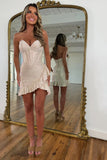 Sparkly Orange Beaded Corset Ruffled Short Homecoming Dress To Impress