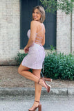 Sparkly Lilac Sequined Tight Short Homecoming Dress To Impress