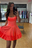 Sparkly Yellow Beaded Strapless Short Corset Homecoming Dress