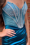 Sparkly Peacock Blue Metallic Beaded Tight Homecoming Dress To Impress