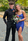 Sparkly Royal Blue Spaghetti Straps Tight Homecoming Dress To Impress