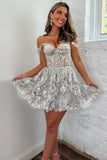 Sparkly Sliver A Line Tiered Lace Short Homecoming Prom Dress