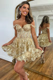 Sparkly Black Corset Tiered Lace A-Line Short Homecoming Dress To Impress