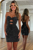 Sparkly Orange Cut Out Tight Beaded Short Homecoming Dress To Impress
