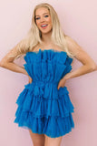 A Line Strapless Short Tulle Homecoming Dress