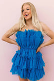 A Line Strapless Short Tulle Homecoming Dress
