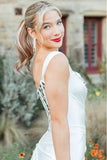 White Mermaid One Shoulder Mirror-Cut Sequins Prom Dress with Slit
