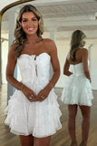 Red A Line Tulle Sweetheart Tiered Homecoming Dress