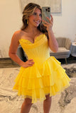 Red A-Line Corset Short Homecoming Dress with Ruffles