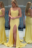 Sparkly Green Mermaid Spaghetti Straps Long Prom Dress with Slit