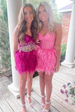 Pink Sweetheart Tight Short Hoco Dress with Lace