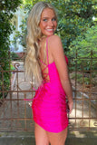 Black Lace Up Mermaid Spaghetti Straps Tight Homecoming Dress