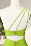 Green One Shoulder Bodycon Ruched Short Homecoming Dress